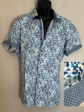 Steelo Contrast Short Sleeve Shirt XL Gently worn 100% cotton 23" armpits
